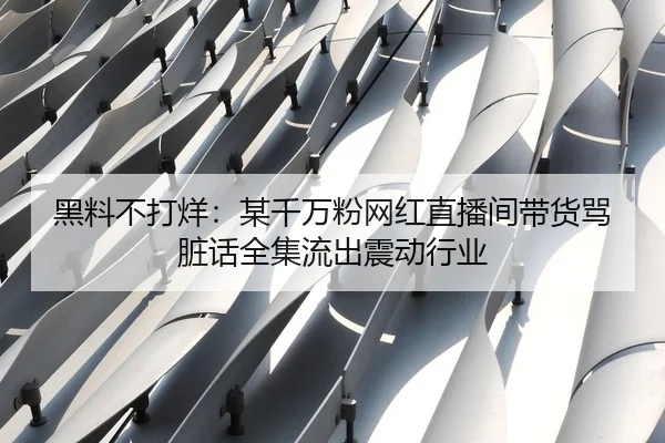 黑料不打烊：某千万粉网红直播间带货骂脏话全集流出震动行业